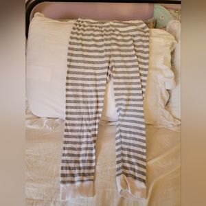 Gray and White Striped Pajama Pants